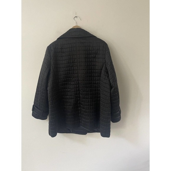 Avenue Womens Size 22/24 Black Double Breasted Quilted Button Long Sleeve Jacket - Picture 5 of 8